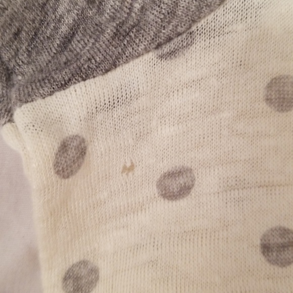 J Crew M linen polka dot baseball T cream/grey - Picture 3 of 8